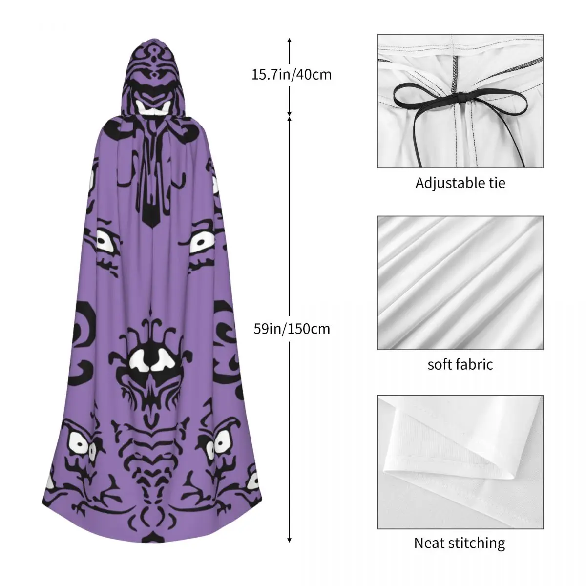 Ghost Spider Haunted House Toile Hooded Cloak Polyester Unisex Witch Cape Costume Accessory
