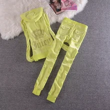 

Spring/Fall Velvet Fabric Women's Velour Suit Brand Tracksuits Hoodies Tops and Pants Sweatshirt 2 Piece Set Juicy Sportswear