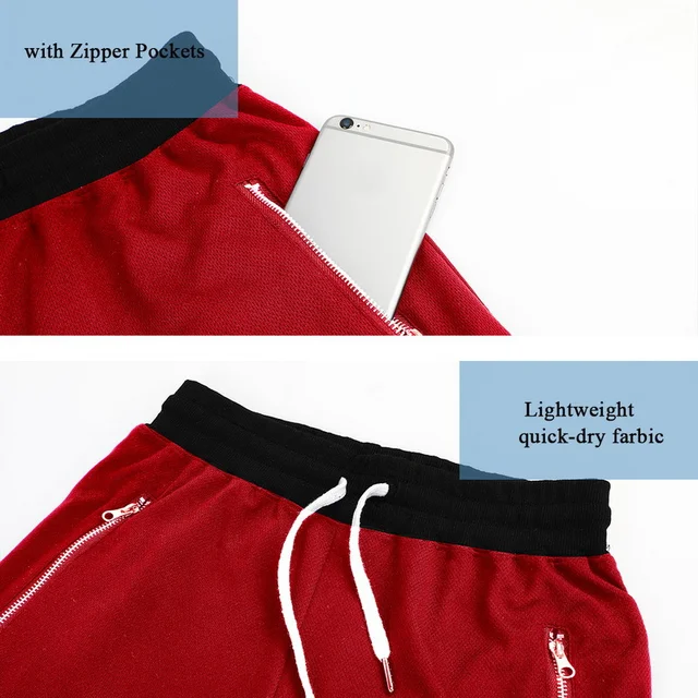 Men's Sports Basketball Shorts for Muscle Fitness Running Training Jogging Capris Breathable Quick Drying Zipper Pants 6