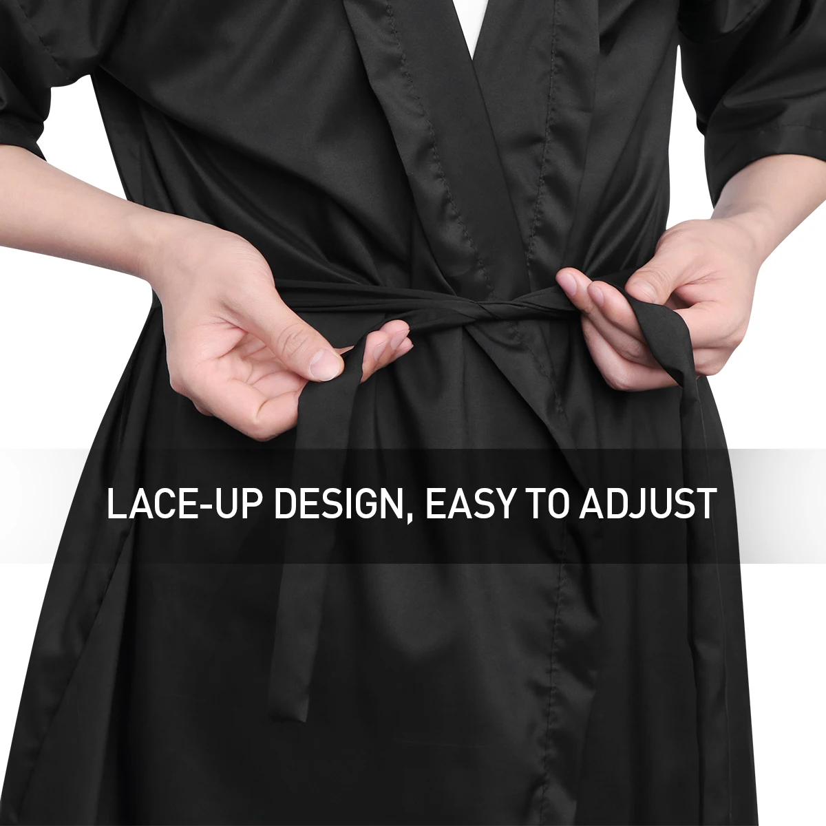 1PC Salon Client Gown Robes Cape Hair Salon Hair Cutting Smock for Clients Kimono Style Black Hairdressing Cape Client Smock 4