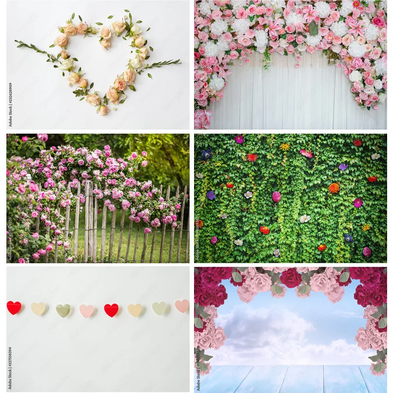 

SHUOZHIKE Art Fabric Valentine Day Photography Backdrops Prop Love Heart Rose Wall Photo Studio Background 21126 QRJJ-03