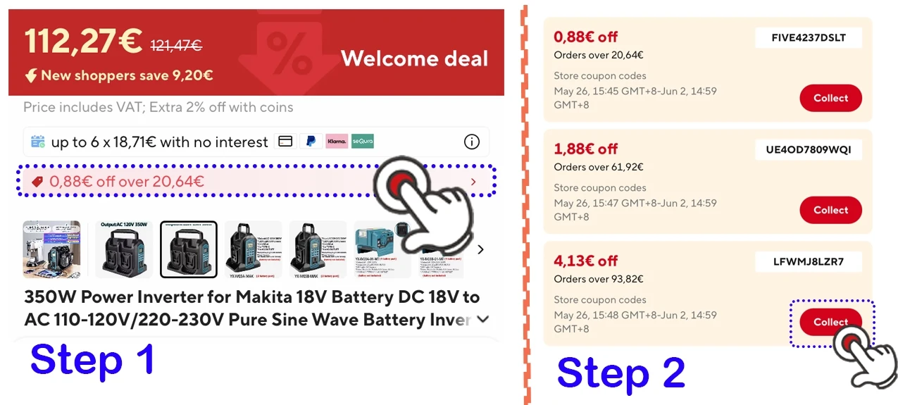 350W Power Inverter for Bosch 18v Battery DC 18V to AC 110-120V/220-230V Pure Si