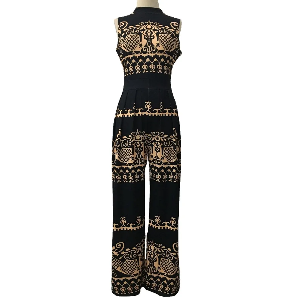 Casual Sleeveless Floral Print Jumpsuit Women Spring Summer Long Wide Leg Pants Elegant Jumpsuits 2024 Fashion One Piece Rompers