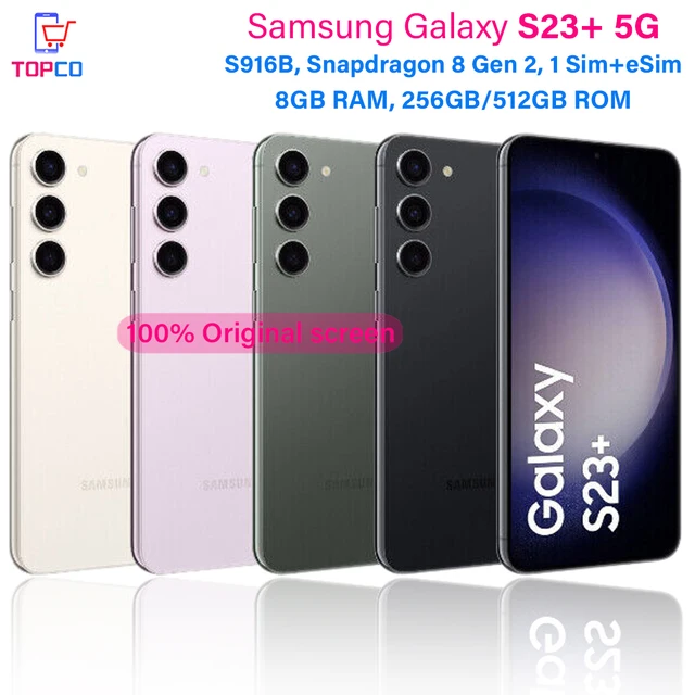 Samsung-Téléphone portable Galaxy S23 +, 5G, S916B, 256 Go, 512 Go, 6.6 ", Snapdragon 8, Isabel 2, Octa Core, 50MP et 12MP, 8 Go de RAM, eSim, Original 1