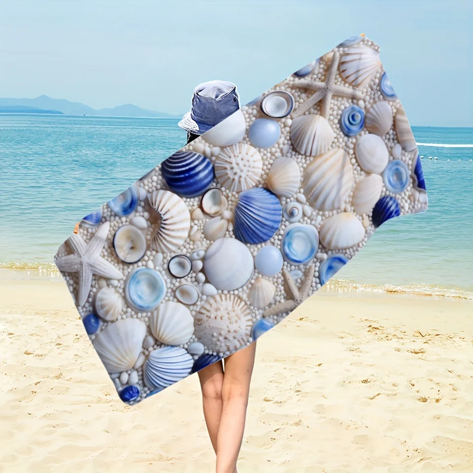 Serviette de Plage - Carreaux & Coquillages – Soleil d'Été