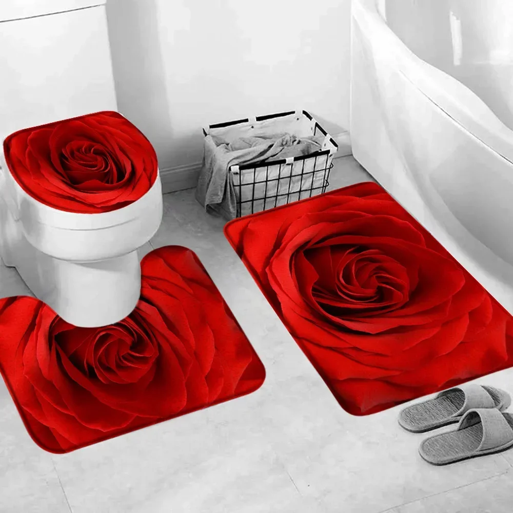 Juego De 3 Alfombras De Baño, Suaves Y Absorbentes, Arreglos Florales De Verano, Alfombra De Inodoro En Forma De U Y Cubierta De Tapa De Inodoro, Alfombra De Baño Antideslizante Para