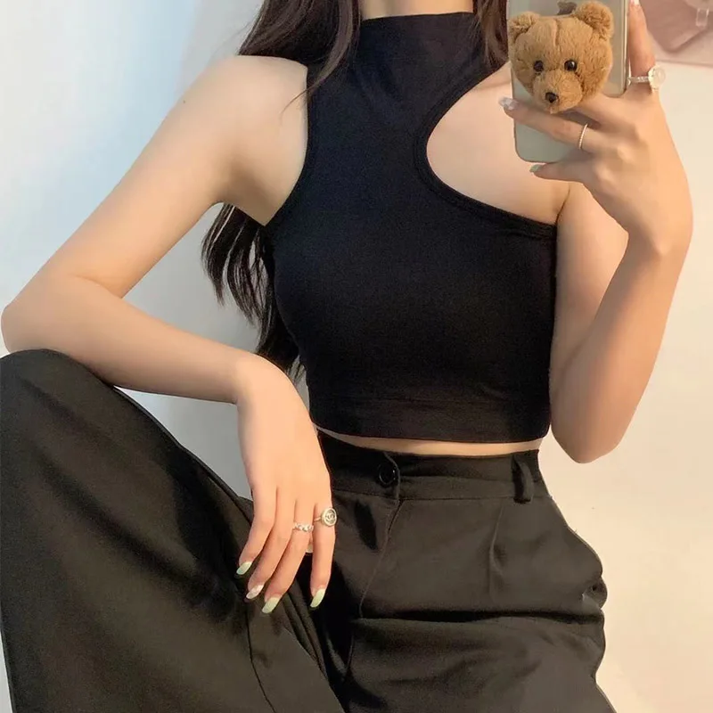 Top Per Donna Lavorato A Maglia Sexy Crop Top Con Spalle Scoperte Halter Tanke Top Donna Reggiseno Incorporato Camis Per Donna Senza Maniche Hot