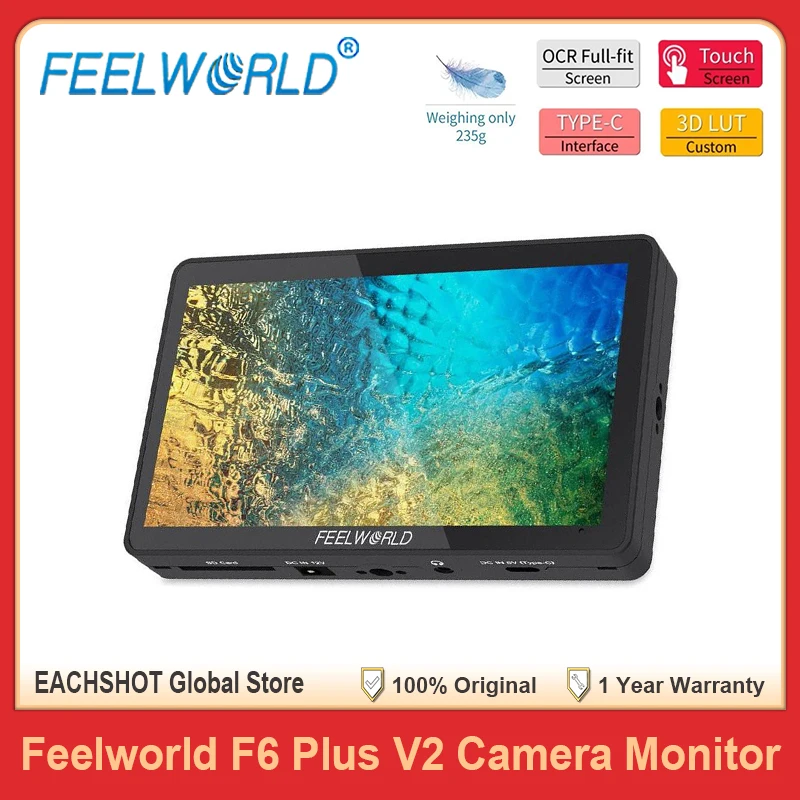 FEELWORLD F6 PLUS V2 6" Camera DSLR Monitor 3D LUT Field Touch Screen Support 4K HDMI For Sony Canon Nikon Video Focus Assist