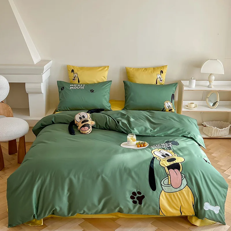 

Cartoon style Australian cotton 4 pcs set affixed cloth embroidered cotton quilt cover bed sheet for children