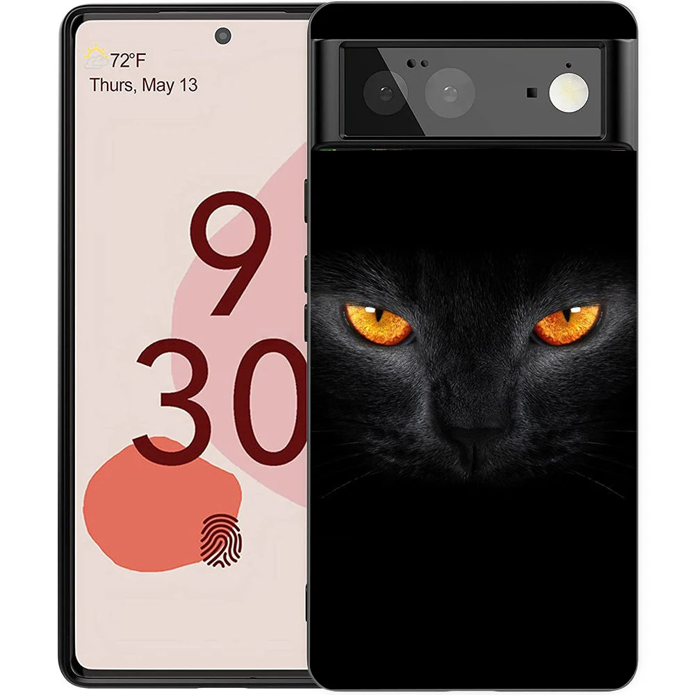 Black Cat Staring Eye Shockproof Silicone Phone Case Cover