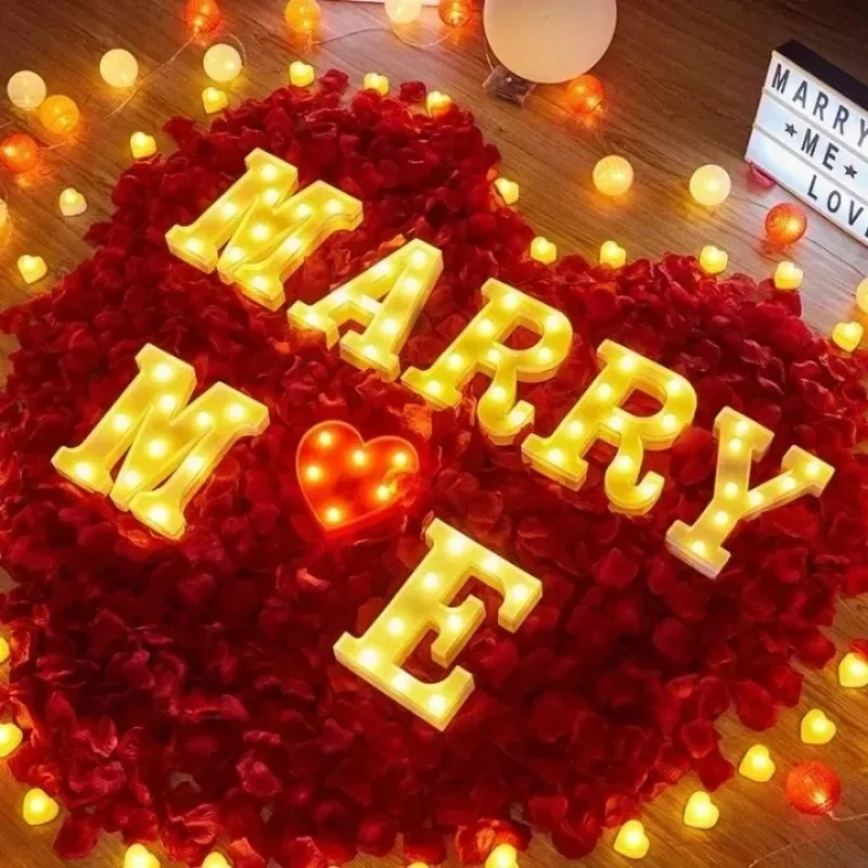 LED Letter Light Alphabet Number Heart Plastic Atmospher Lamp 16cm for Home Wedding Valentines Ornament Birthday Party Decor
