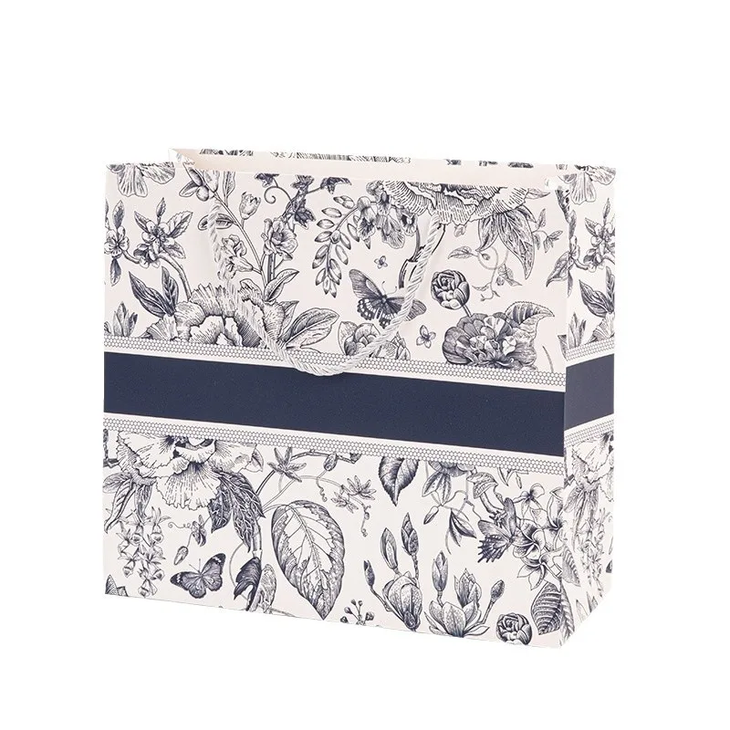Gift Bags Mother's Day Gift Wrapping Bags Floral Paper Tote Pouch Birthday Paper Storage Premium Wrap Storage with Ribbon