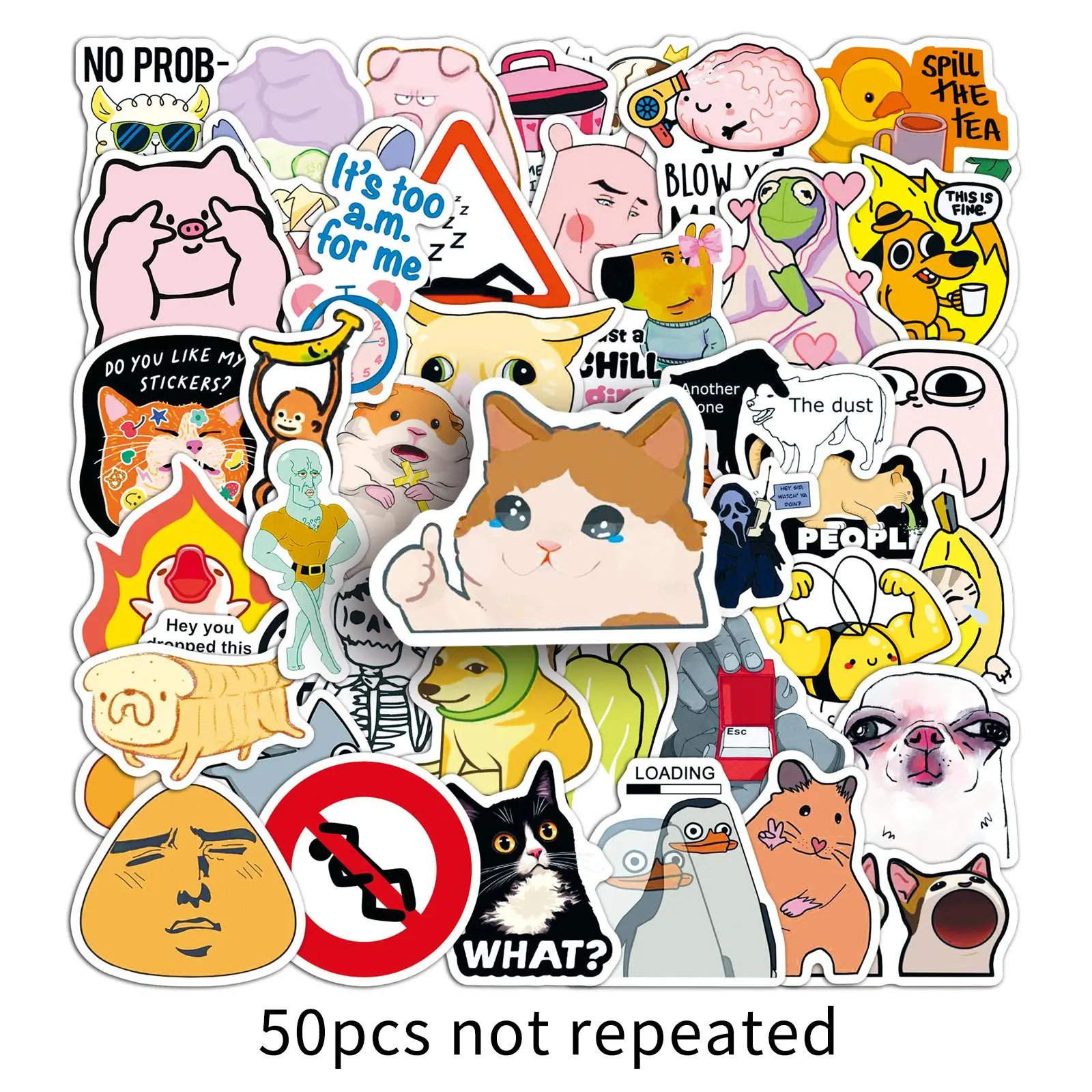 50 Pezzi Adesivi Divertenti 'This Is Fine', Sticker 'This Is Fine' per Scrapbooking, Telefono, Laptop, Valigie, Skateboard, Impermeabili - immagine 4