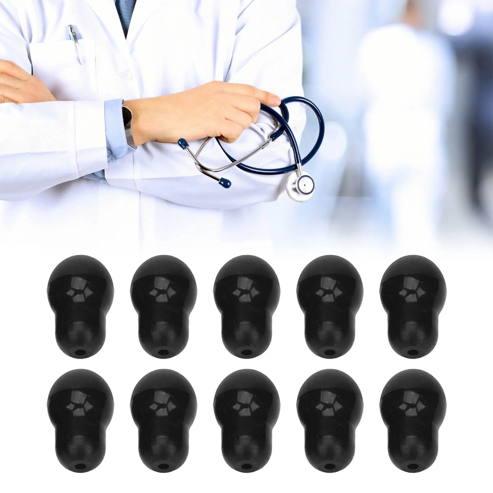 10Pcs Stethoscope Accessories Stethoscope Ear Tips Universal Replacement 2.5mm Silicone Stethoscope Earplugs for 5mm Ear Hooks 5