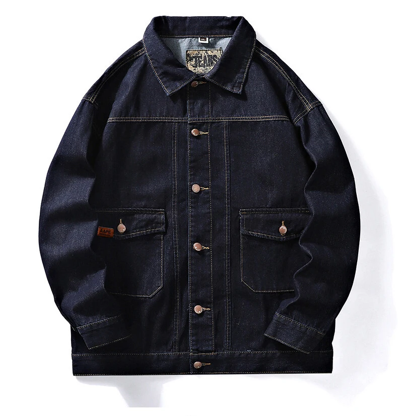 

Nice Cotton Denim Jacket Men Casual Solid Color Lapel Single Breasted Jeans Jacket Men Spring Quality Mens Jackets Size 7XL
