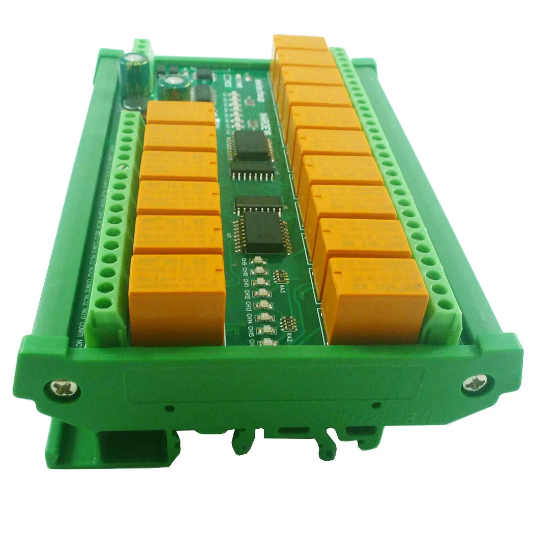 다기능 릴레이 모듈 Modbus RTU 3A 스위치, 디지털 출력, DC 12V 24V 16CH RS485, N4ROE16 DIN C35 레일 마운트 박스
