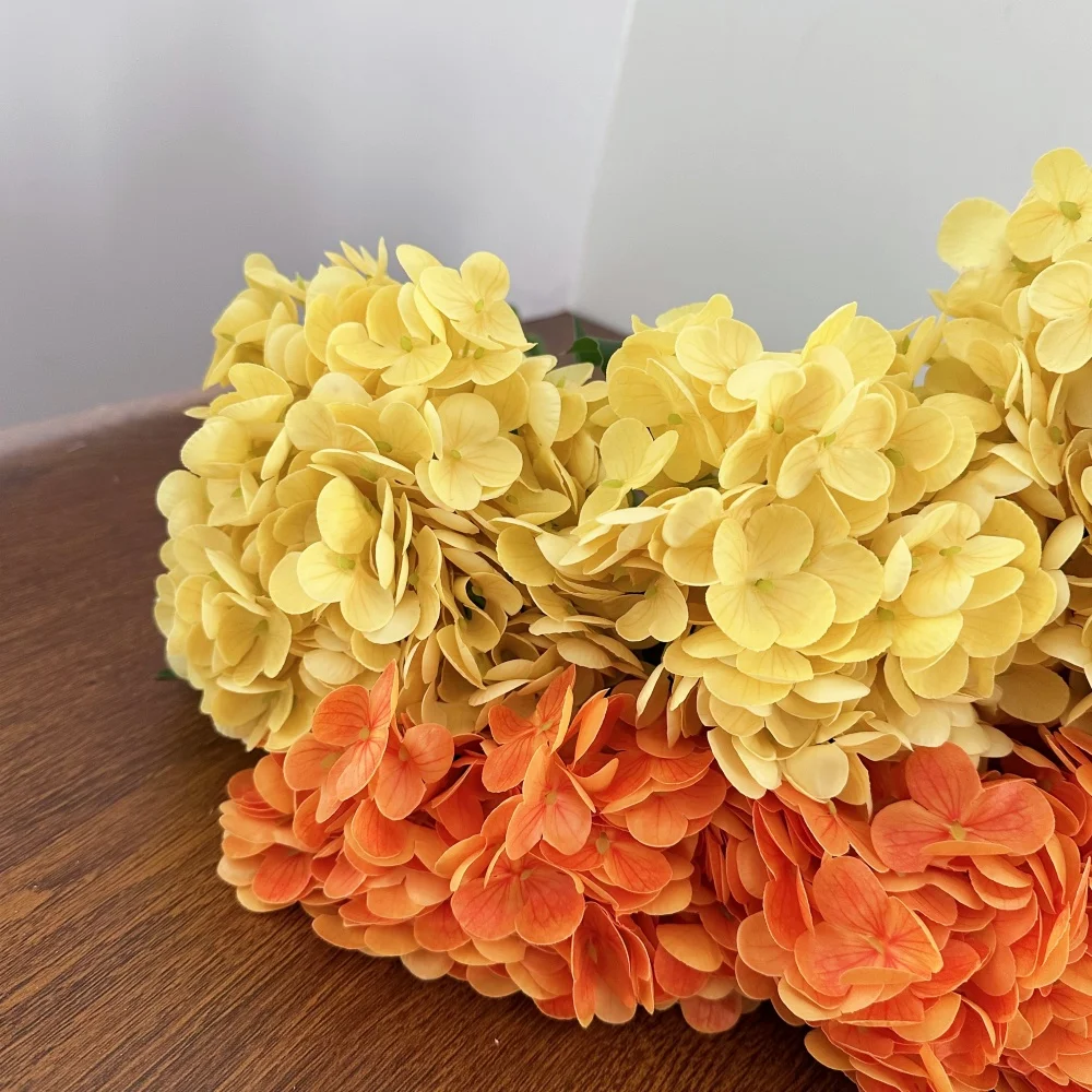 Nuevo Hortensia grande, flor Artificial hidratante, tacto verdadero,  naranja, amarillo, hortensia falsa, decoración para sala de estar,  escenario de boda - AliExpress, image size:1000x1000