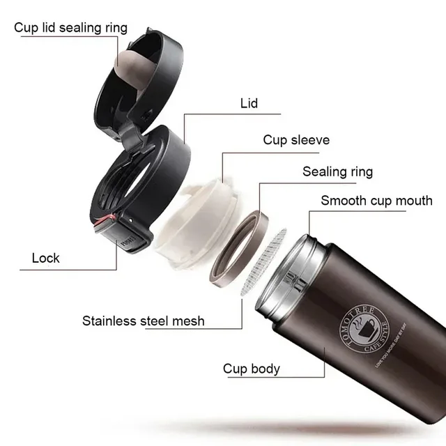 380ml Thermal Mug Double Wall 304 Stainless Steel Coffee Cup Tea Vacuum Flask Thermos Water Bottle Leak-proof Thermos Mug Coffee 6