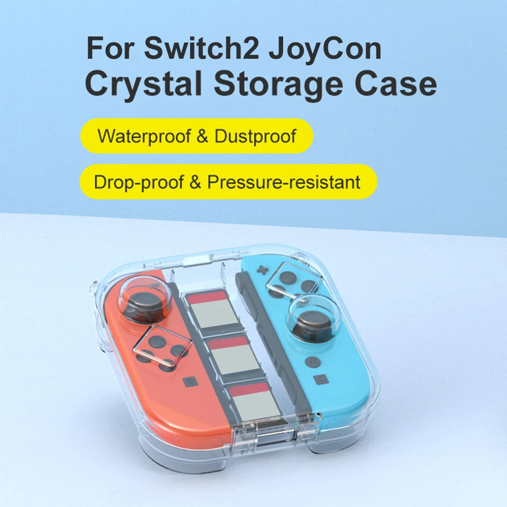 Transparent Storage Box with Game Card Slots Clear Protector Shell Protective Case for Nintendo Switch2 Joy-Con