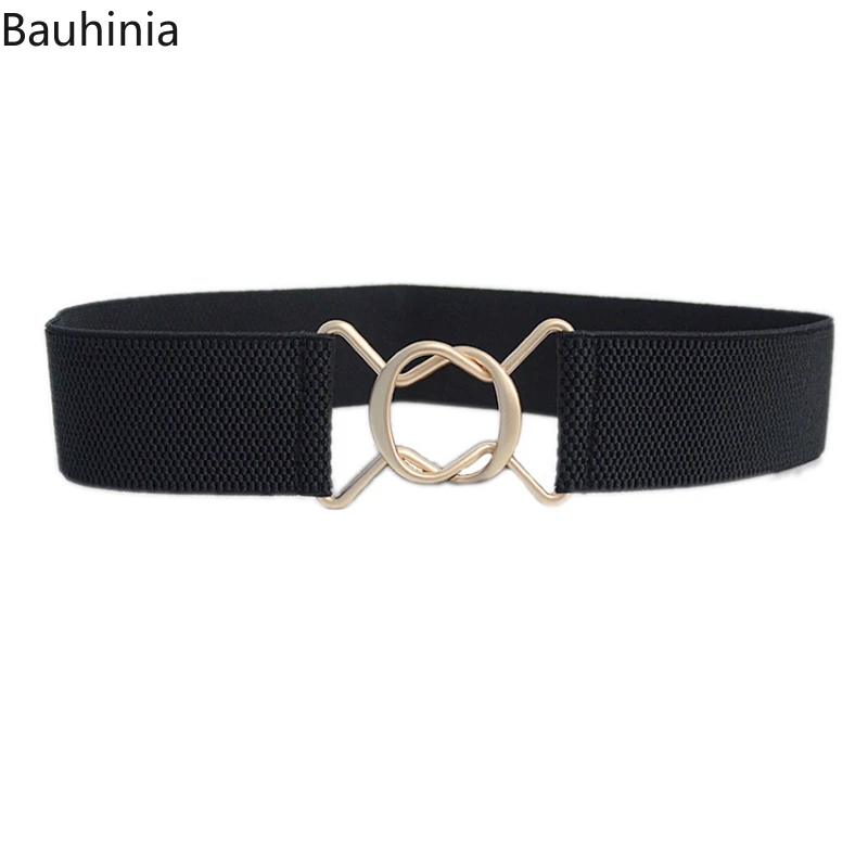 Bauhinia New 65-85cm Fashion Black Designer Woman Elastic Belt Casual Decorative Comfortable Dress Wide Belt leather belts for women
