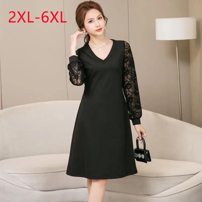 

2023 Новое женское платье на волынке с длинным рукавом V - воротник Платье 2XL 3XL 4XL 5XL 6XL