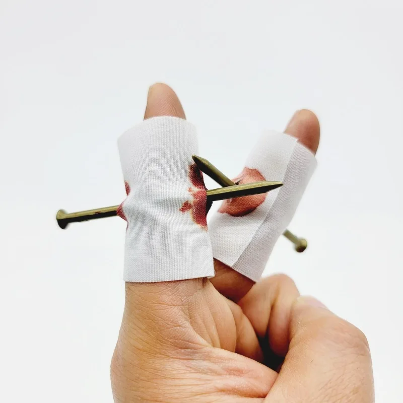 Fake Nail Through Finger Prank Toy Kids Novelty Magic Friend Halloween Scare Trick Joke Toy 1-5PCS