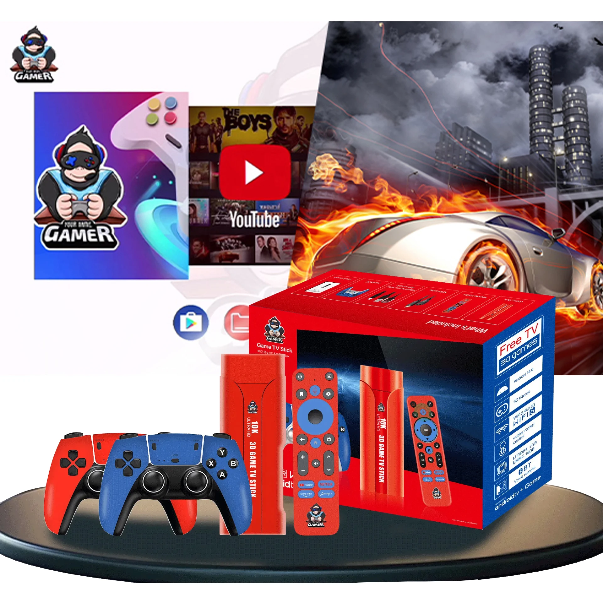 G1 Dual System 8K WIFI 2,4G/5G 3D Game Stick Retro Videospielkonsole Android 13.0 Spiel TV Box 64G Oubler Rocker 28000+ Spiele