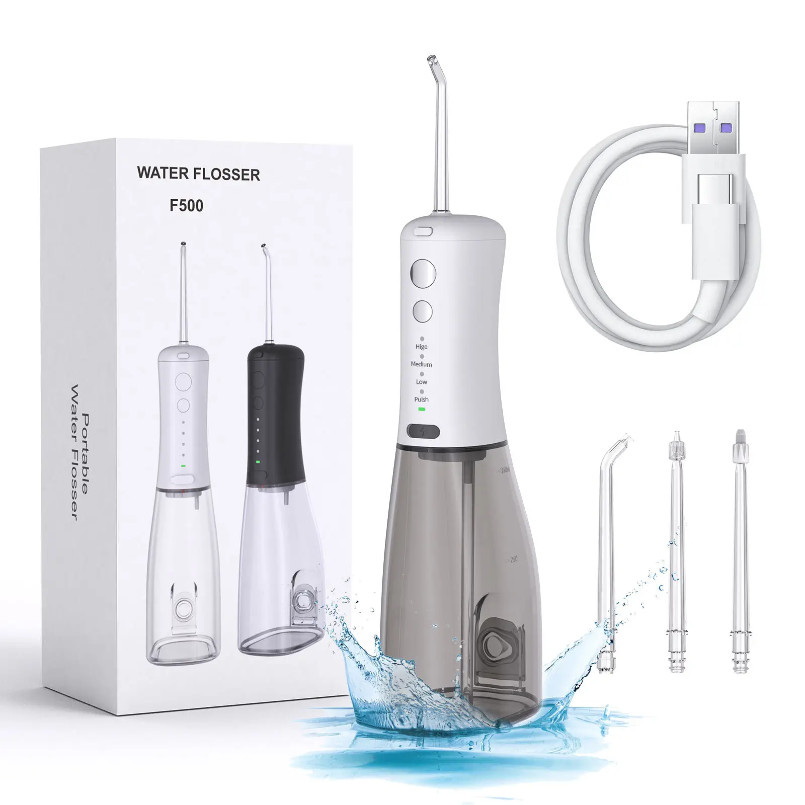 Description Picture 3 of itemPortable Dental Oral Irrigator Water Flosser Thread Teeth Pick Mouth Washing Machine 4 Nozzels 4 Modes Rechargeable 350ml Tank