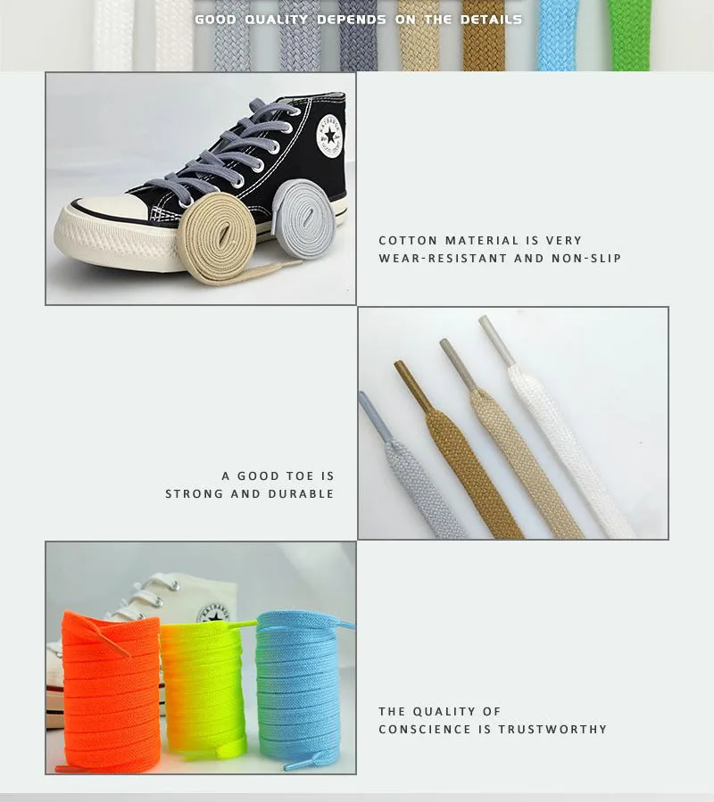 Klassische flache Baumwoll-Schnürsenkel für Sneaker, High-Top-Schuhe, Freizeitschuhe aus Canvas, ohne Elastizität, Schnürsenkel für Damen. – Detail 6
