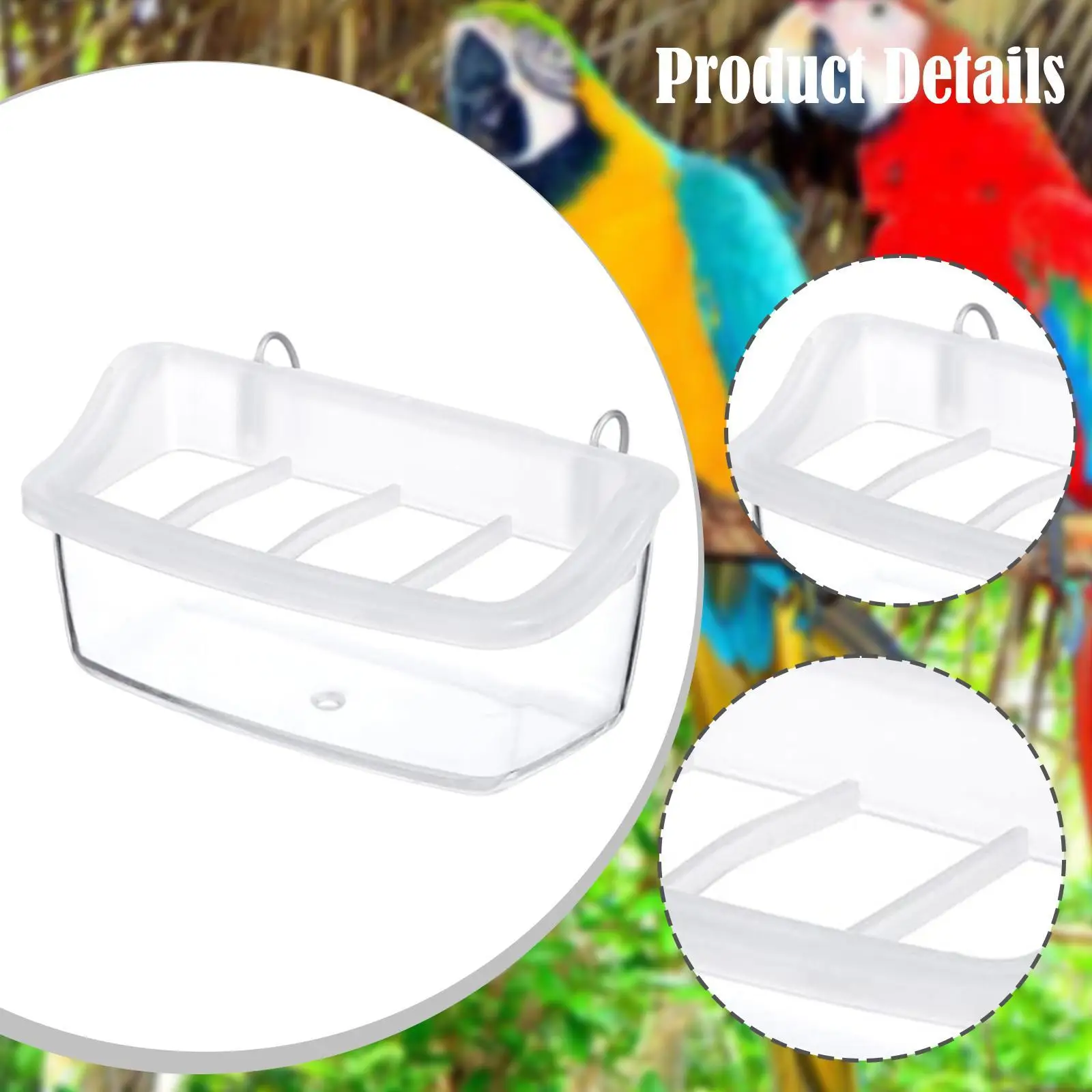 Parrot Feeder for Cage Clear Accessories Washable 360 Degree Visibility Outdoor Easy to Install Bird Food Bowl Feeding Dish