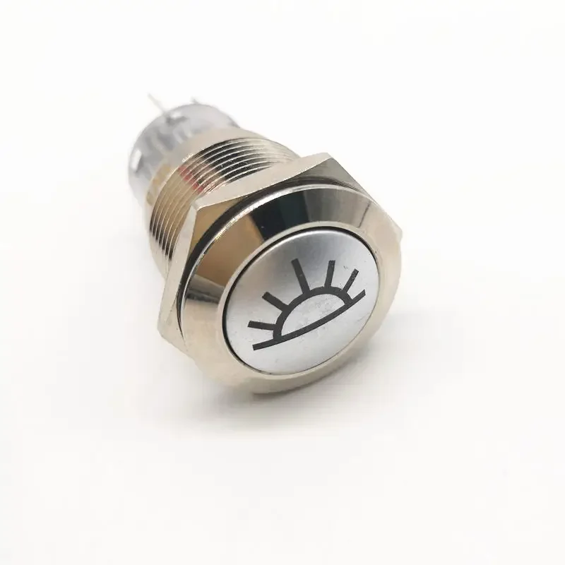 Interruptor pulsador LED de metal con enclavamiento de 19 mm, luz de advertencia para tablero de instrumentos del automóvil, luz de emergencia, señal de iluminación, interruptor de ventilador de venti