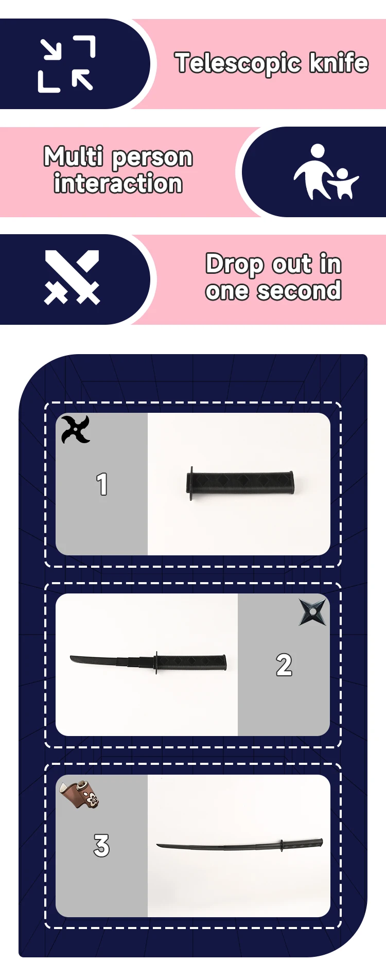 3D Gedruckt Schwerkraft Gerade Heraus Teleskop Samurai Stress Relief Spielzeug Dehnbar Cos Requisiten Kreative Falten Katana Lustige Geschenke – Detail 1