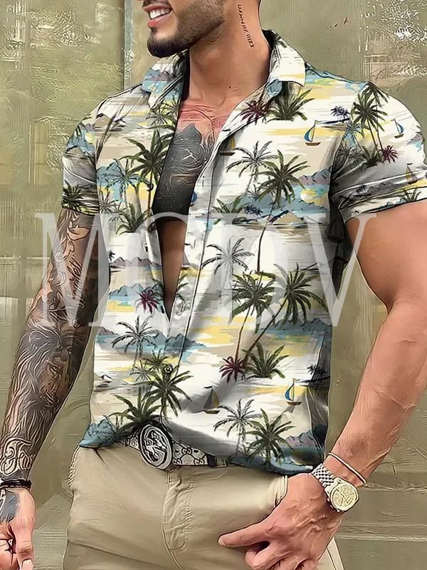 

Гавайская гавайская рубашка с 3D принтом кокосового дерева, гавайская рубашка для мужчин и женщин, Повседневная дышащая гавайская рубашка с коротким рукавом