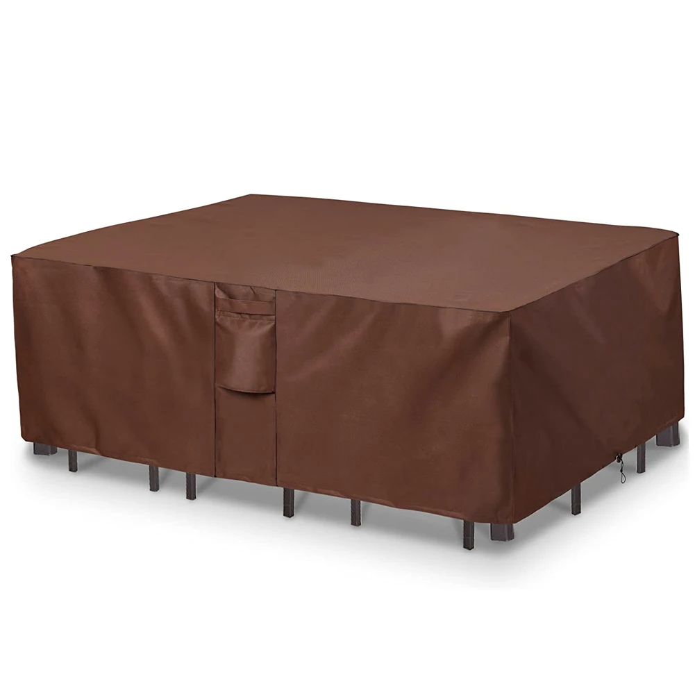 Brown 420D HEAVY DUTY Outdoor Waterproof Patio Furniture Cover Garden Rain Snow WindProof Anti-UV Cover for Sofa Table Chair