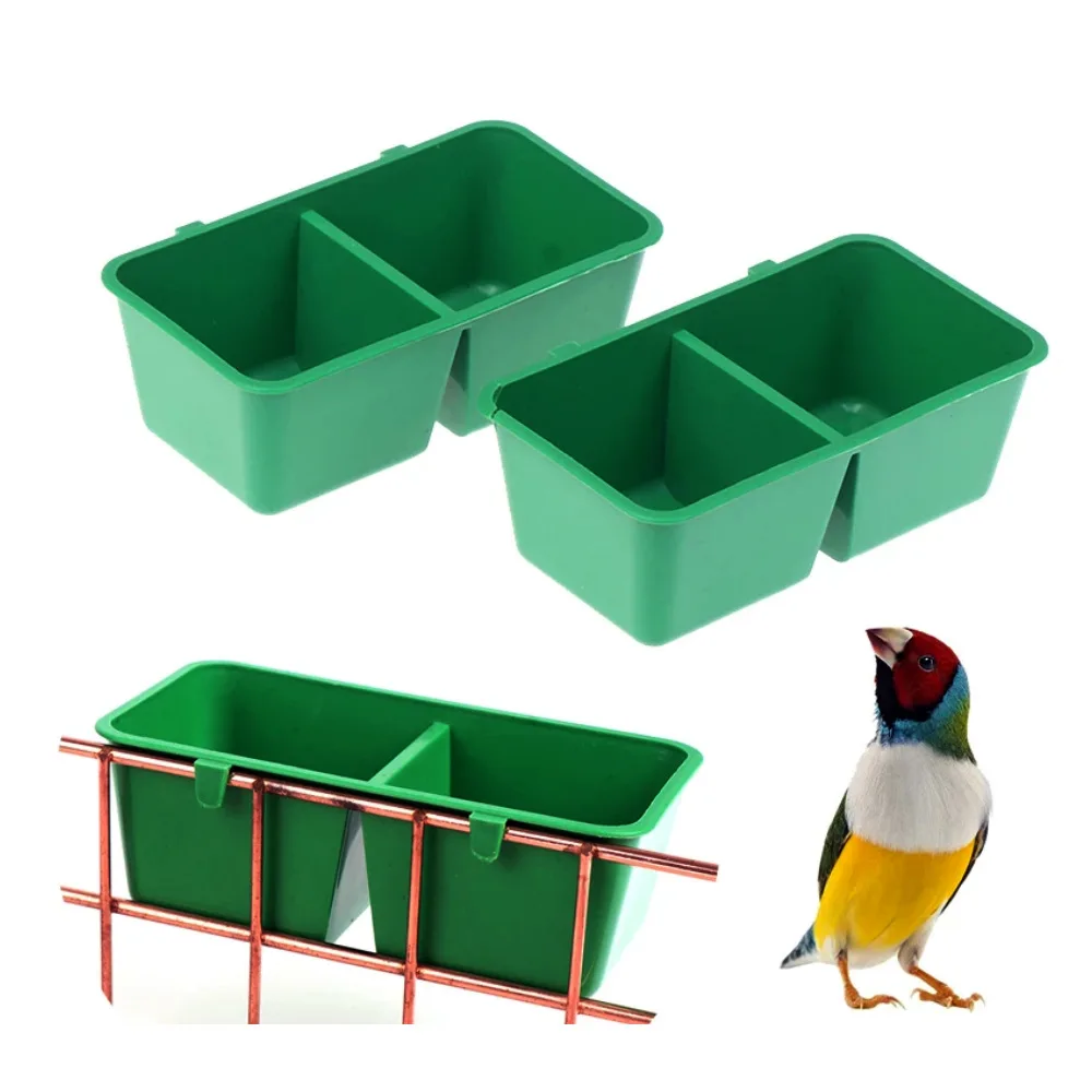 Parrot Feeder Bird Feeder Parrot Feeding Bowl 2In1 Bird Food Water Bowl Parrot Dual Feeding Cup Plastic Pigeons Cage Water Food Feeder Bird Parrot Pet Aviary Box Bowl