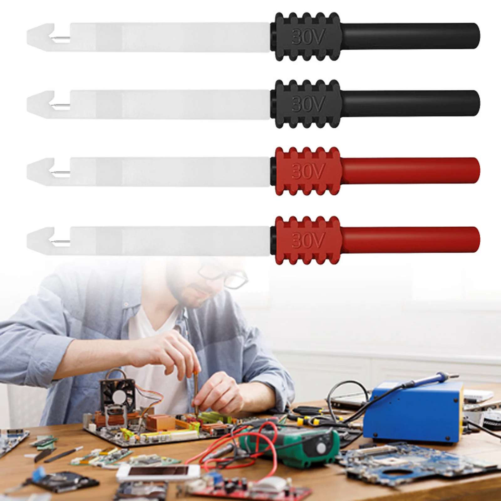 2pcs Car Multi-meter Test Probe Pins Stainless Steel Insulation Wire Piercing Needle Tip for Socket Plug