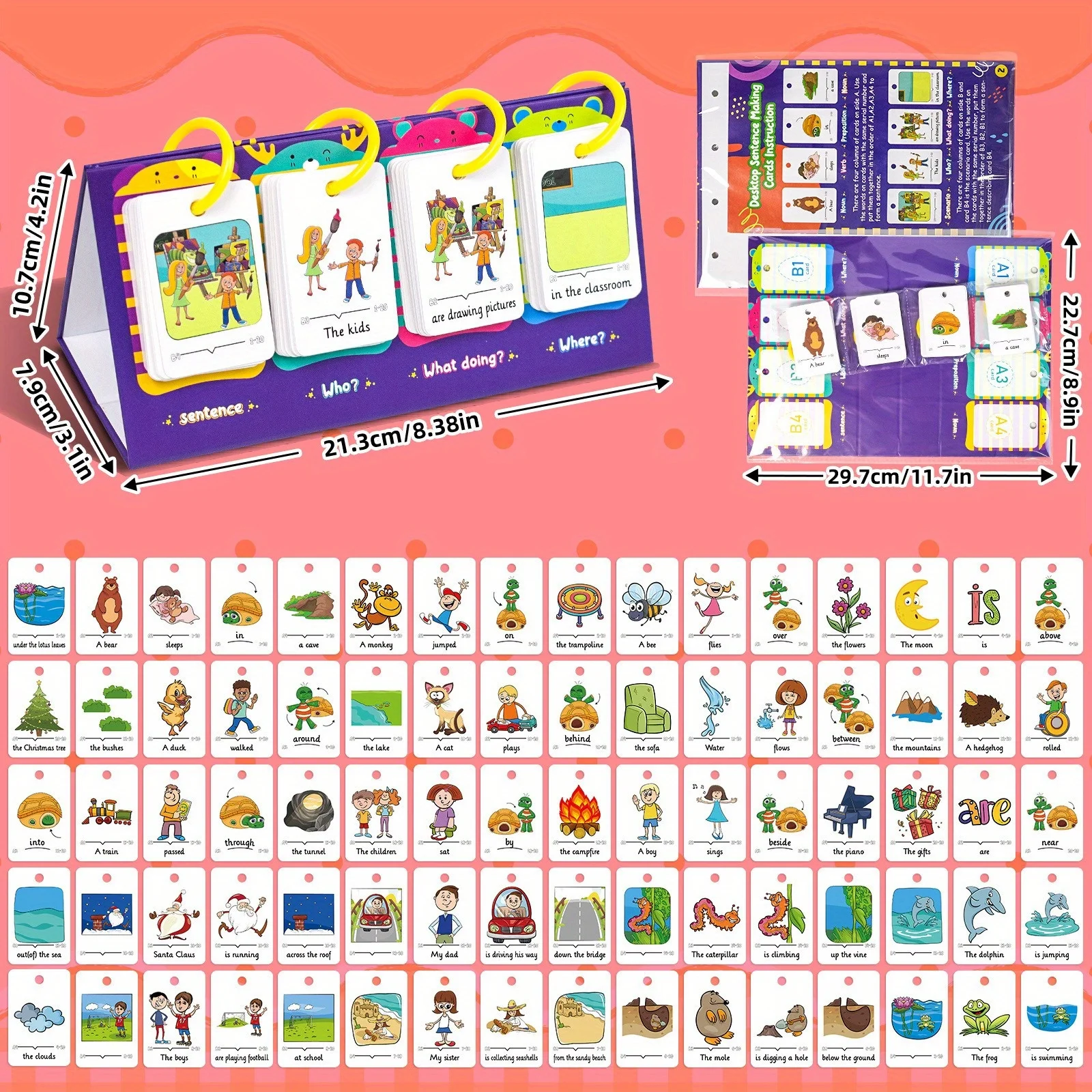 Sentence-Making Exercises Flip Chart Sentence Educational Learning Tool Vocabulary Building Special Education Speech Therapy 3