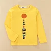 Kids Casual T-shirt Solar System Pattern Tops Baby Boys Cotton Fashion Shirt 3-14T Children Long Sleeved Tees 5