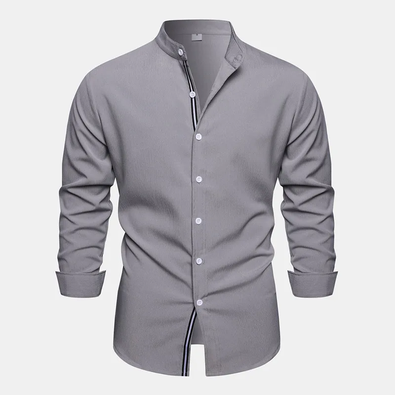 2023 New Spring Autumn Social Shirt Men Solid Color Long Sleeve High Quality Brand Shirt for Men Casual Men's Clothing Blouse