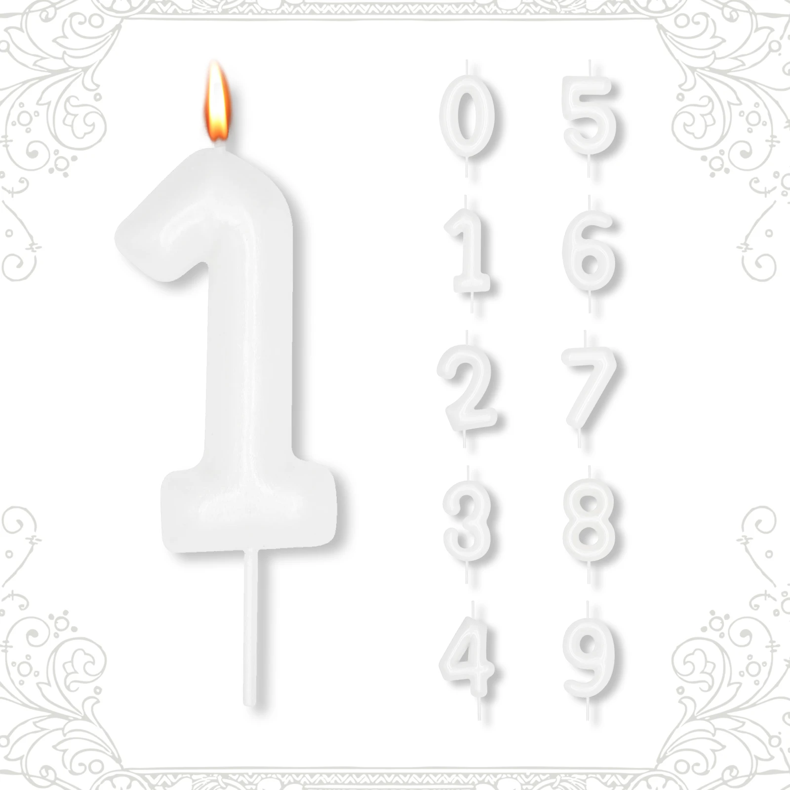 قطعة واحدة من شمعة أرقام عيد الميلاد، شمعة أرقام 0-9 لتزيين حفلات أعياد الميلاد، شمعة أرقام لسطح الكيك