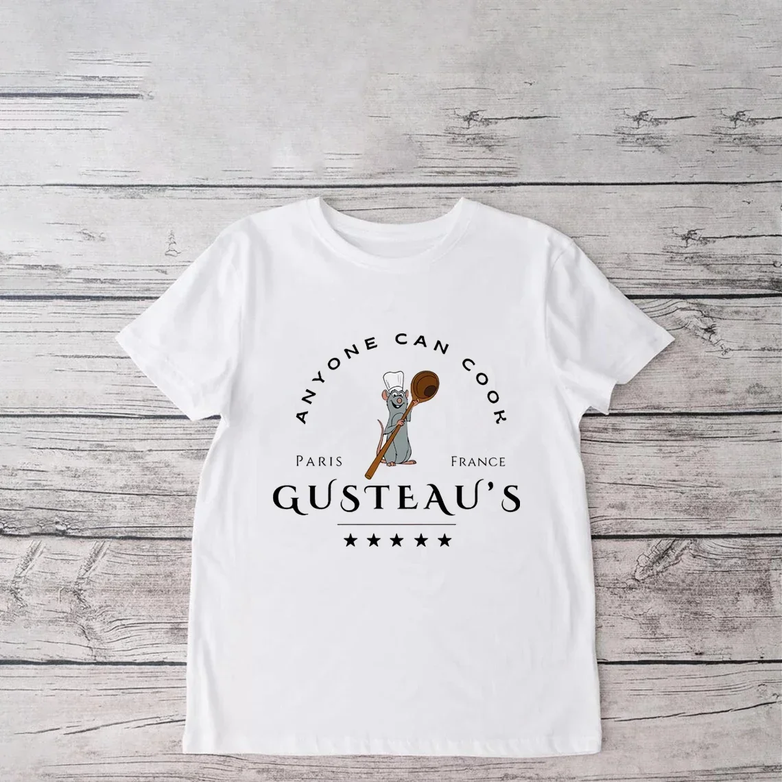 Ratatouille Shirt Chef Remy T-Shirt Pixar Rat King Anyone Can Cook Y2K Top Remy Gusteau's Shirt Cute Mouse Women's Print Shirt 4