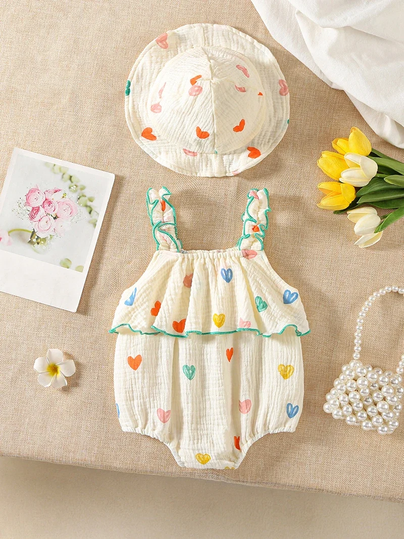 Baby Girls Summer Heart Print Bodysuit