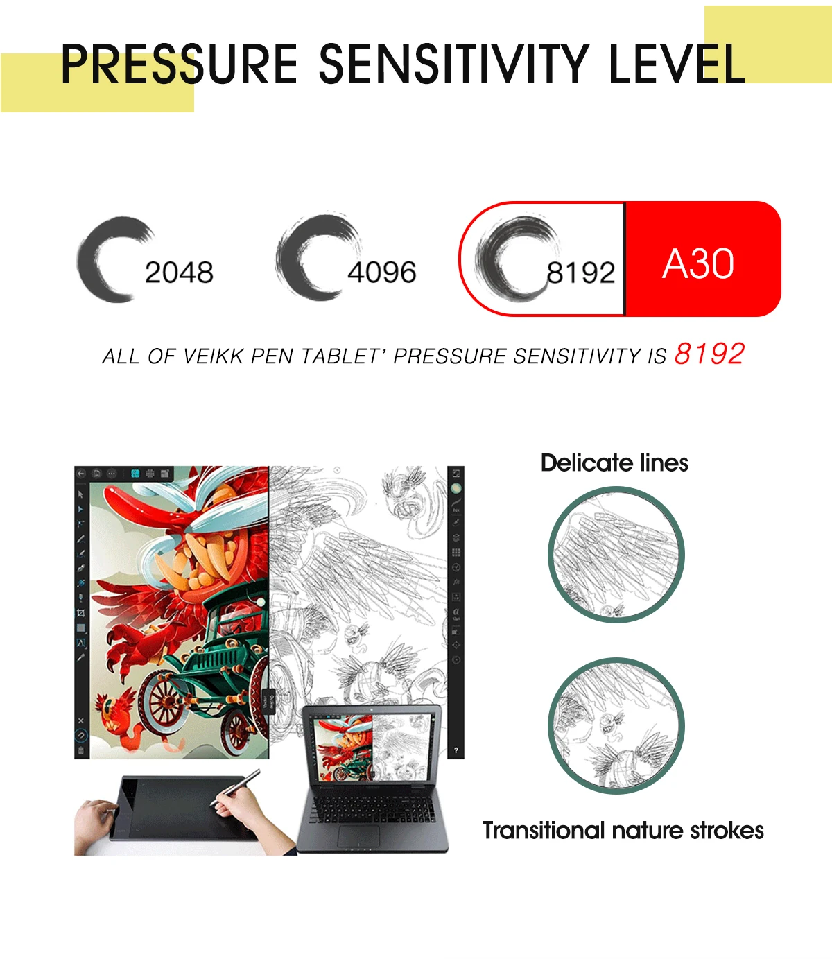 VEIKK A30 10X6 Inch Graphic Tablets Digital Pen Tablet Phone Drawing Tablet with Tilt OTG Battery-Free Stylus for Android Window 13 VEIKK A30 10X6 Inch Graphic Tablets Digital Pen Tablet Phone Drawing Tablet with Tilt OTG Battery-Free Stylus for Android Window 8