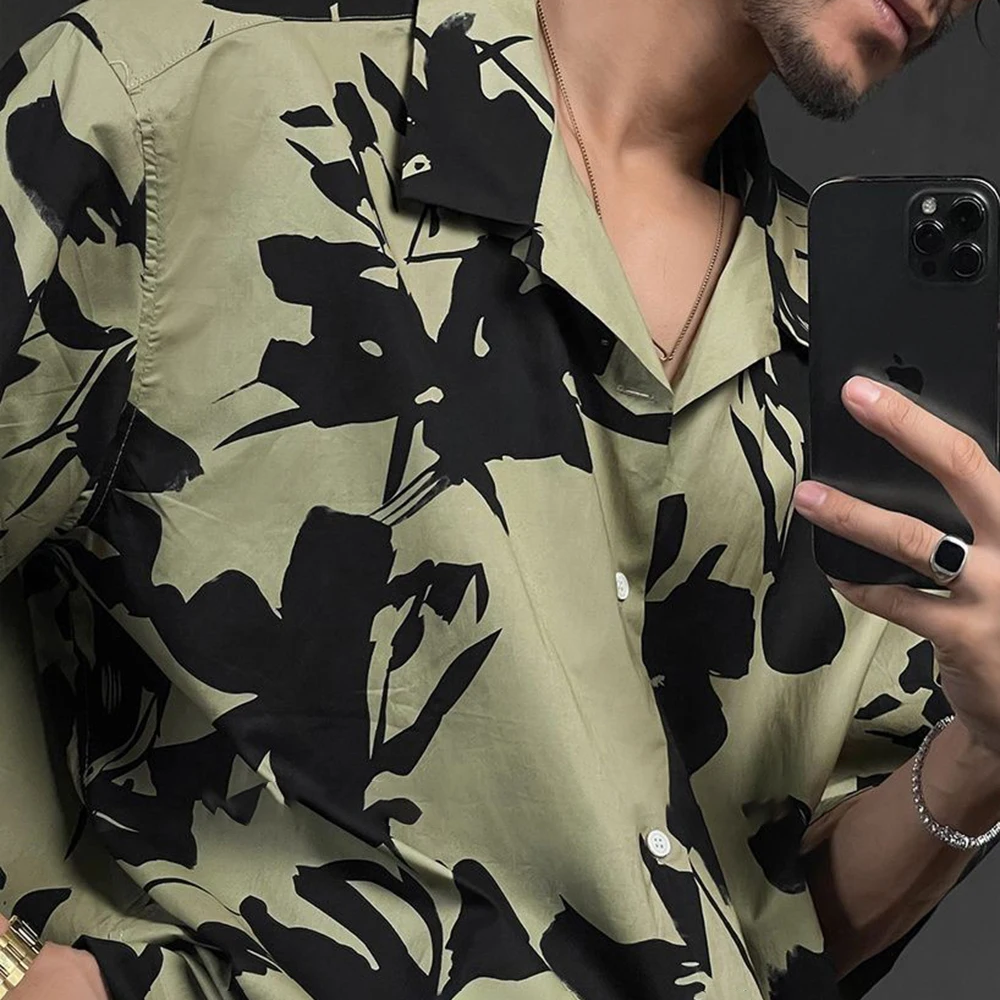 2025 Summer Niche Design Retro Hawaiian Lazy Style Short-Sleeved Shirt Fashion Drape Seaside Beach Loose Casual Y2k Shirt Men 4