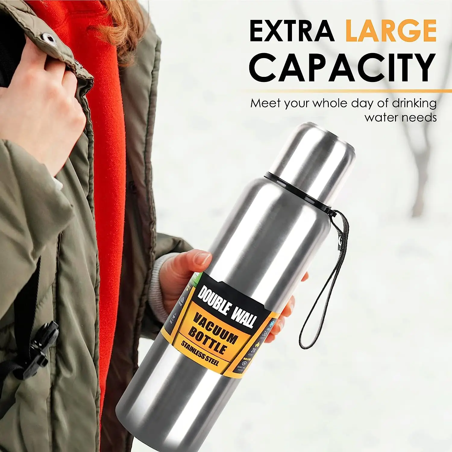 Large Capacity Stainless Steel Thermos Portable Vacuum Flask Insulated  Tumbler with Rope Thermo Bottle 500/800/1000/1500ml