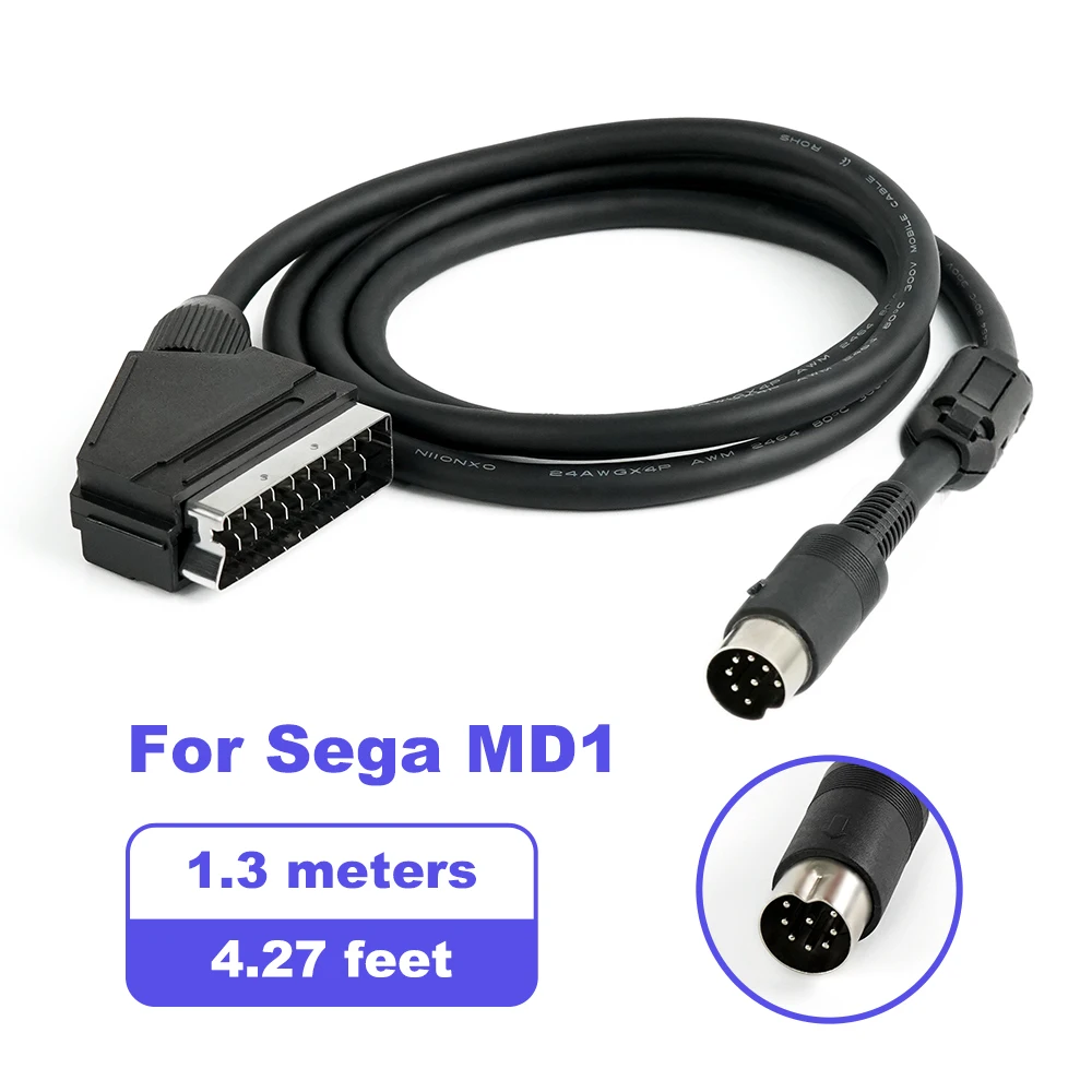 Video composito di alta qualità da 1,3 m su cavo scart RGB SYNC per console per videogiochi Saturn/MD/Xbox/PS1/PS2/PS3