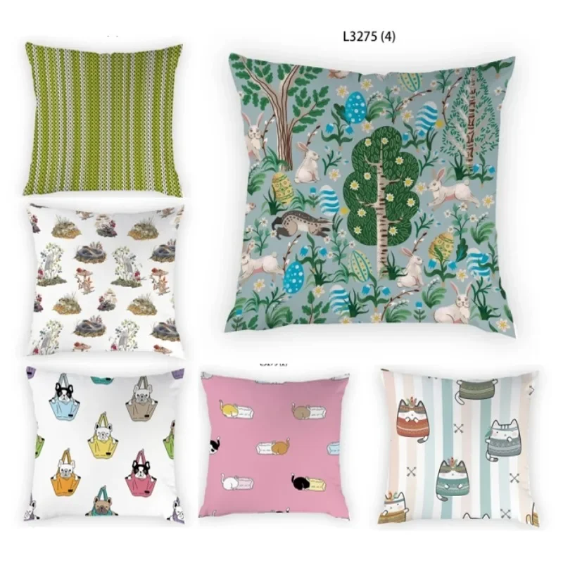 

Cartoon Cat Pattern Cushion Cover Velvet 30X50cm Home Bed Decor Gift Double Sided Pillow Cover Geometric Pillowcase DE1800
