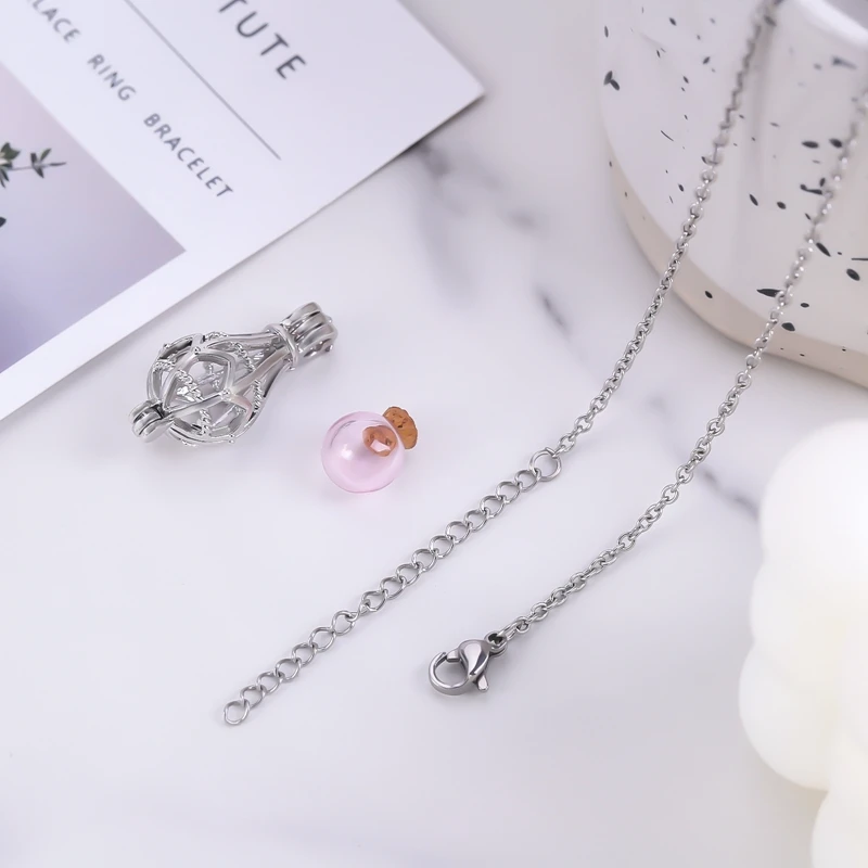 Hollow Teardrop Urn Necklace for Ashes Memorial