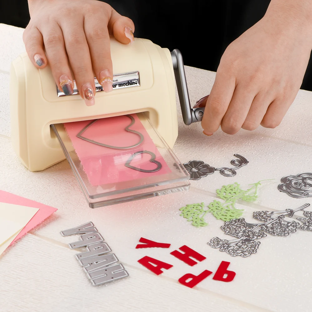 Mini Manual Dies Cutting and Embossing Machine Beige Colors DIY Handcraft Die-Cut Machine Craft Scrapbooking Album Cutting Tools