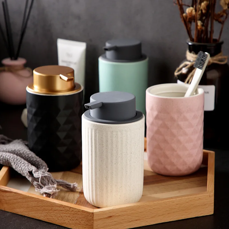 Ceramic press type bath gel bubble bottle hand wash shampoo soap dispenser bathroom accessories household liquid lotion bottle soap dispenser